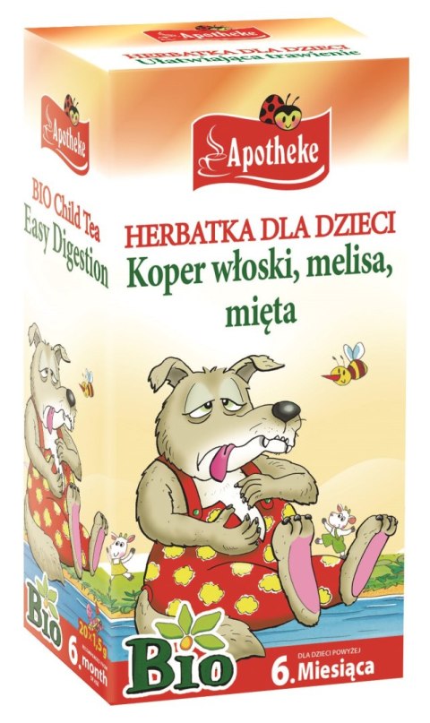 HERBATKA DLA DZIECI - KOPER WŁOSKI, MELISA I MIĘTA PO 6 MIESIĄCU BIO (20 x 1,5 g) 30 g - APOTHEKE