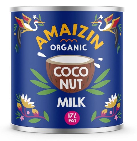 COCONUT MILK - NAPÓJ KOKOSOWY BEZ GUMY GUAR (17 % TŁUSZCZU) BIO 200 ml (PUSZKA) - AMAIZIN