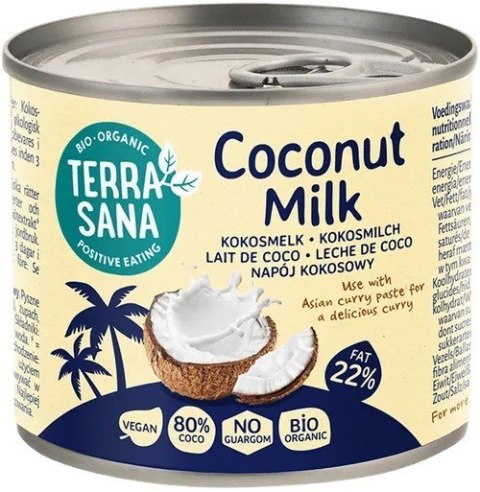 COCONUT MILK - NAPÓJ KOKOSOWY BEZ GUMY GUAR (22 % TŁUSZCZU) BIO 200 ml - TERRASANA