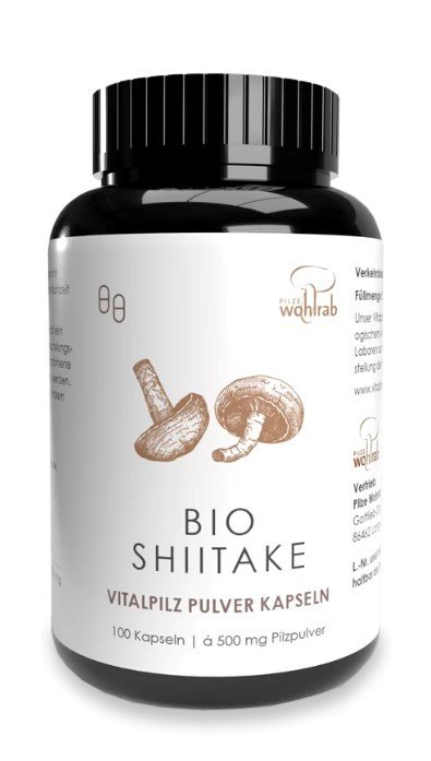 GRZYBY SHIITAKE BIO (500 mg) 100 KAPSUŁEK - PILZE WOHLRAB