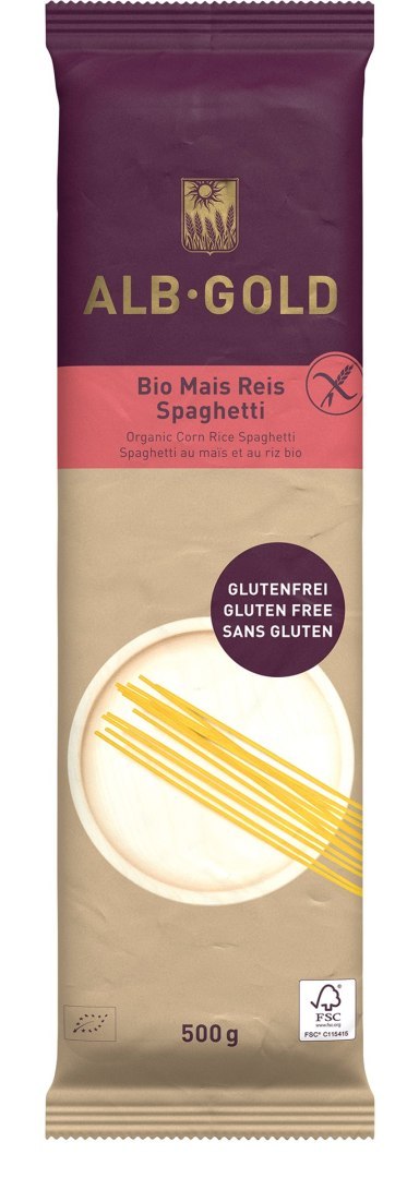 MAKARON (KUKURYDZIANO - RYŻOWY) SPAGHETTI BEZGLUTENOWY BIO 500 g - ALB GOLD