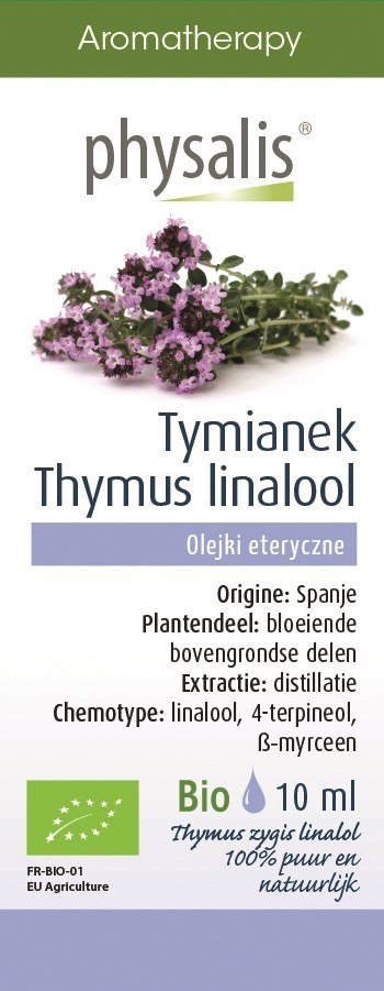 OLEJEK ETERYCZNY TYMIANEK THYMUS ZYGIS LINALOL BIO 10 ml - PHYSALIS