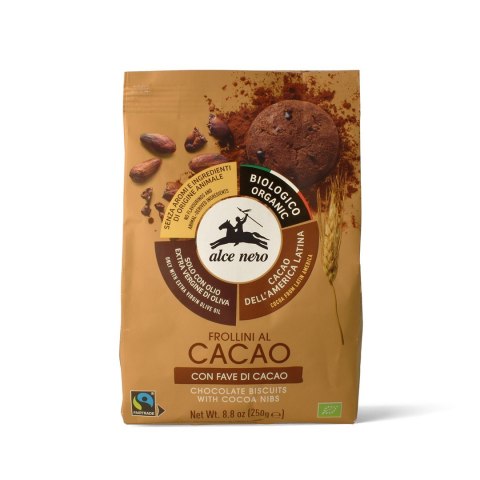 CIASTKA KAKAOWE Z ZIARNAMI KAKAO FAIR TRADE BIO 250 g - ALCE NERO