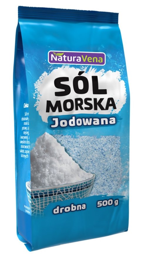 SÓL MORSKA DROBNO MIELONA JODOWANA 500 g - NATURAVENA