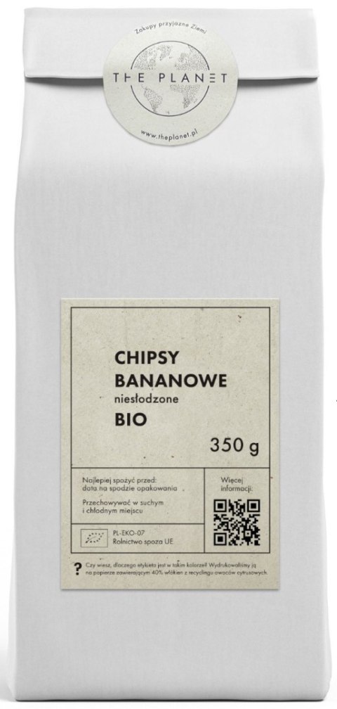 CHIPSY BANANOWE NIESŁODZONE BIO 350 g - THE PLANET