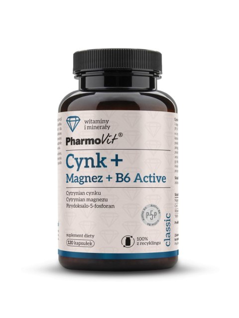 CYNK + MAGNEZ + WITAMINA B6 ACTIVE BEZGLUTENOWY 120 KAPSUŁEK - PHARMOVIT (CLASSIC)