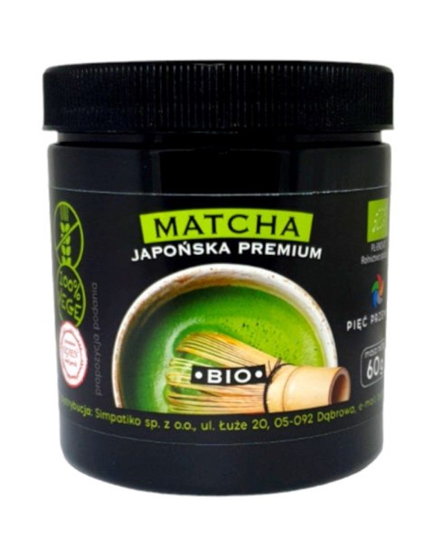 HERBATA ZIELONA MATCHA JAPOŃSKA BEZGLUTENOWA BIO 60 g - PIĘĆ PRZEMIAN