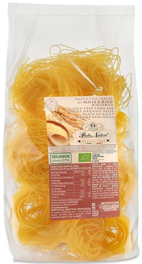 MAKARON (KUKURYDZIANO - RYŻOWY) GNIAZDA BEZGLUTENOWY BIO 250 g - PASTA NATURA