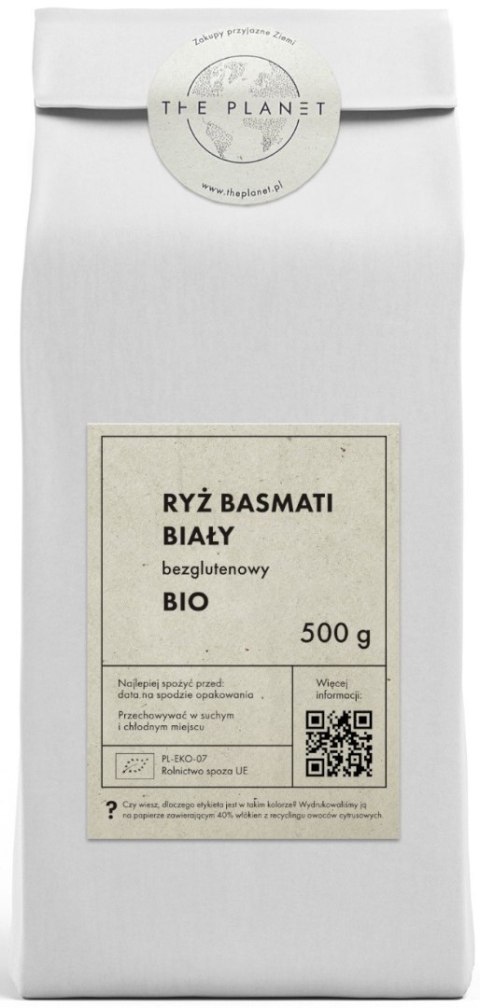 RYŻ BASMATI BIAŁY BEZGLUTENOWY BIO 500 g - THE PLANET