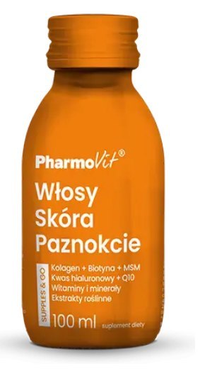 SHOT KOLAGEN NA WŁOSY, SKÓRĘ, PAZNOKCIE BEZGLUTENOWY 100 ml - PHARMOVIT (SUPPLES & GO)