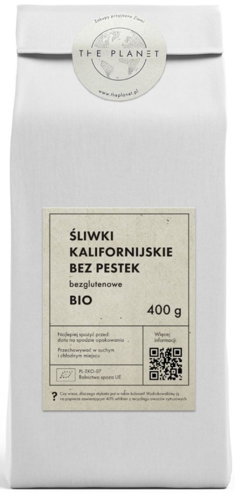 ŚLIWKI KALIFORNIJSKIE SUSZONE BEZGLUTENOWE BIO 400 g - THE PLANET