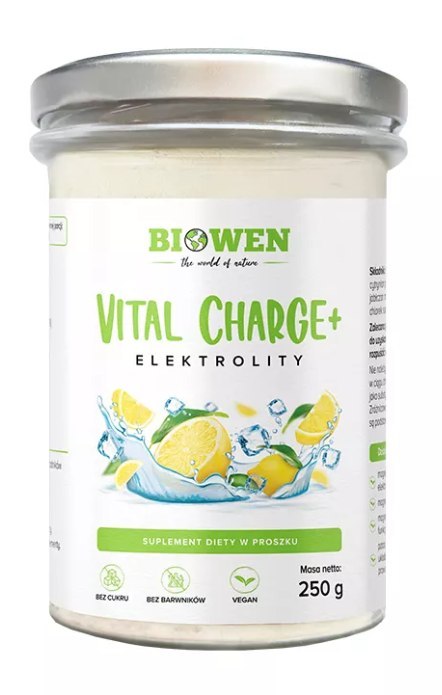 ELEKTROLITY O SMAKU CYTRYNOWYM W PROSZKU VITAL CHARGE+ 250 g - BIOWEN