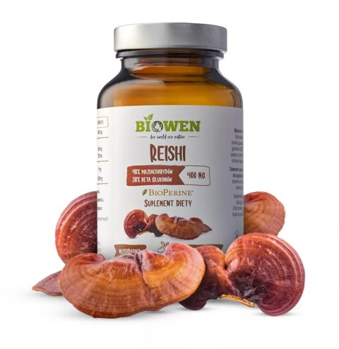 GRZYBY REISHI EKSTRAKT (400 mg) BEZGLUTENOWY 90 KAPSUŁEK - BIOWEN