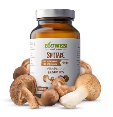 GRZYBY SHIITAKE EKSTRAKT (400 mg) BEZGLUTENOWY 90 KAPSUŁEK - BIOWEN