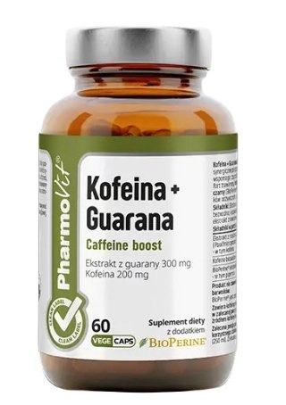 KOFEINA + GUARANA BEZGLUTENOWE 60 KAPSUŁEK - PHARMOVIT (CLEAN LABEL)