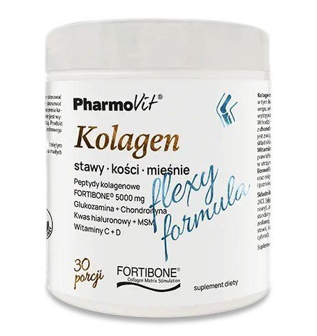 KOLAGEN O SMAKU BANANOWYM FLEXY FORMULA BEZGLUTENOWY 196 g - PHARMOVIT