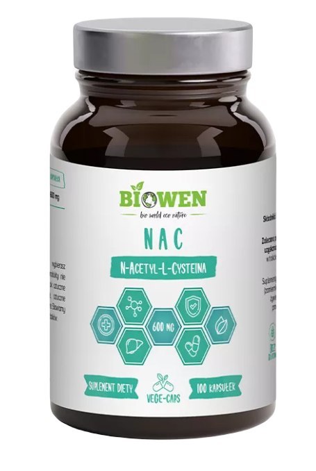 NAC (N-ACETYLO-L-CYSTEINA) (600 mg) BEZGLUTENOWA 100 KAPSUŁEK - BIOWEN