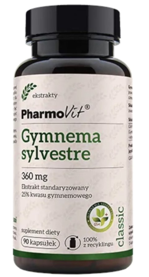 GURMAR EKSTRAKT (GYMNEMA SYLVESTRE) (360 mg) BEZGLUTENOWA 90 KAPSUŁEK - PHARMOVIT (CLASSIC)