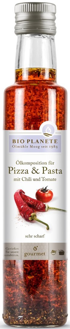 OLEJ DO PIZZY I MAKARONU O SMAKU CHILI I POMIDORA BIO 250 ml - BIO PLANETE