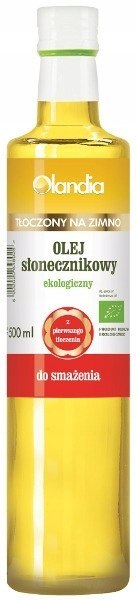 OLEJ SŁONECZNIKOWY DO SMAŻENIA TŁOCZONY NA ZIMNO BIO 500 ml - OLANDIA